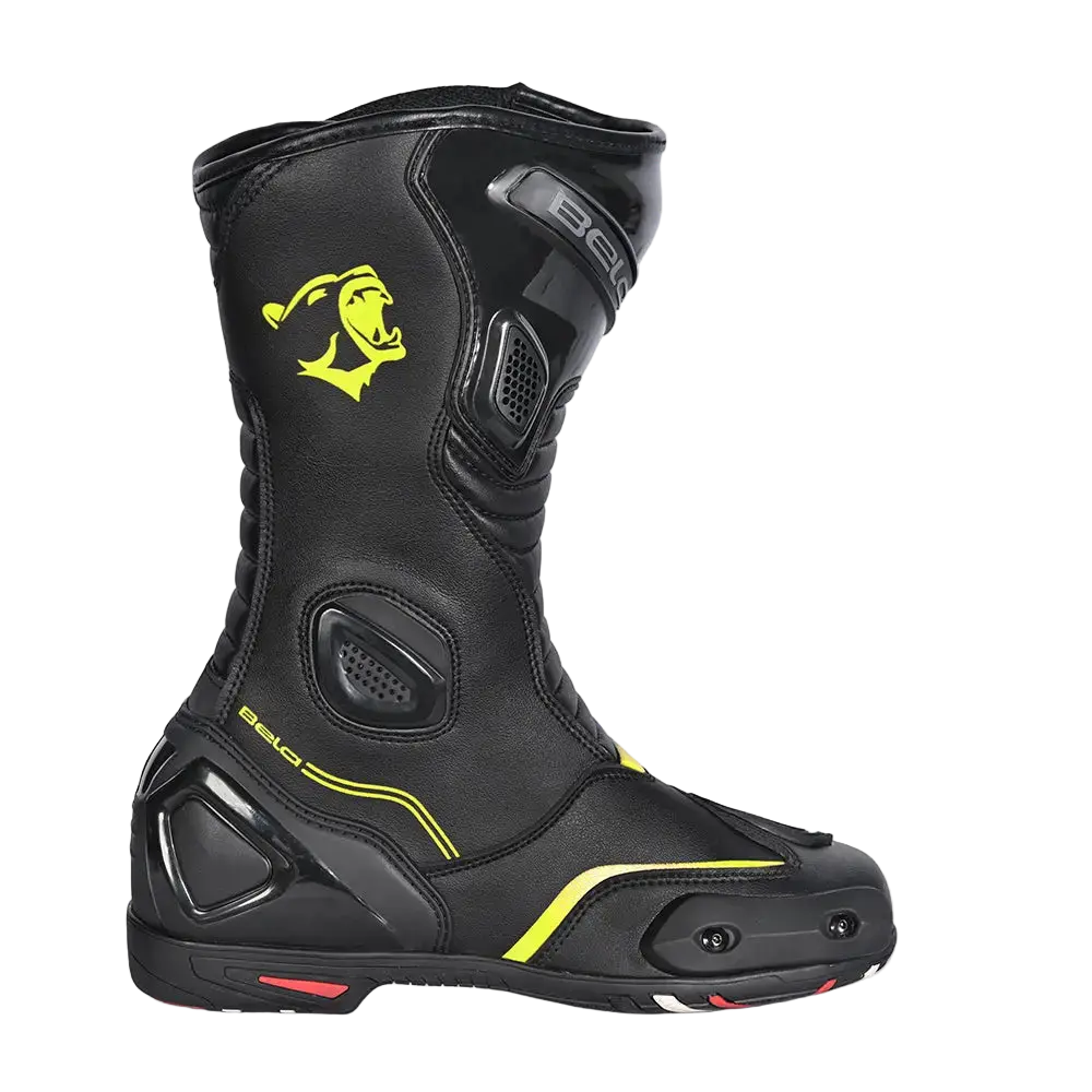 Bela Strip stivali da moto sportivo Nero/Giallo Flu 