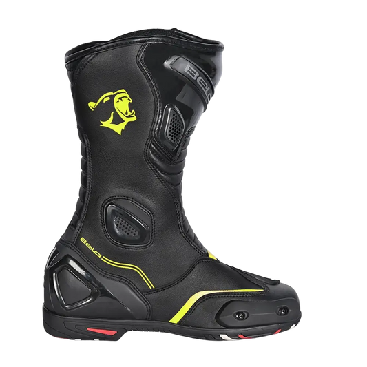 Bela Strip stivali da moto sportivo Nero/Giallo Flu 