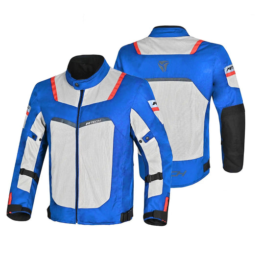 R-Tech Spiral Mesh Giacca moto estiva tessuto Blu ghiaccio Rossa 