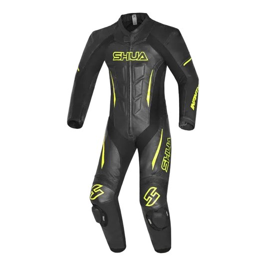 Shua Infinity Black Yellow/Flu 1PC Men's Leather Motorcycle Suits – Yamoto.it