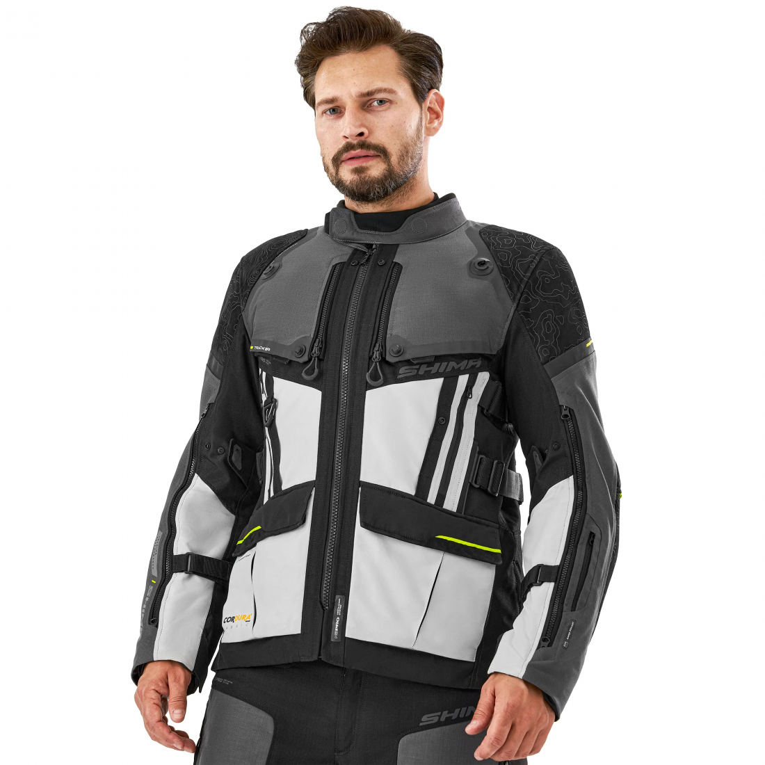 SHIMA TRACKER GIACCA DA MOTO TURISTICA UOMO GRIGIO GIALLA 