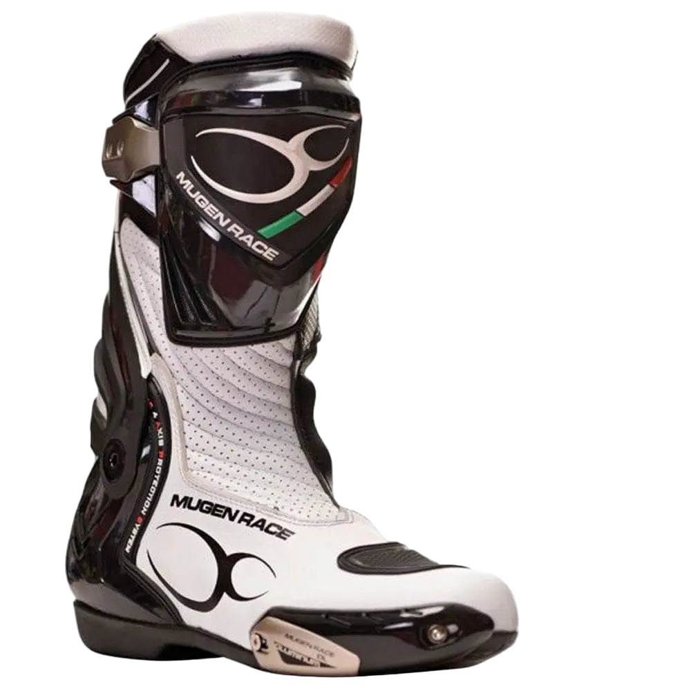 MUGENRACE Sphantom 3 Stivali Moto Sportivi Nero Bianco 