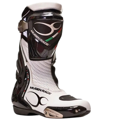 MUGENRACE Sphantom 3 Stivali Moto Sportivi Nero Bianco 