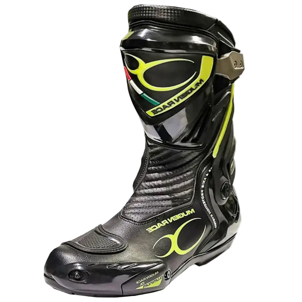 MUGENRACE Sphantom 3 Stivali Moto Sportivi Nero Fluo 