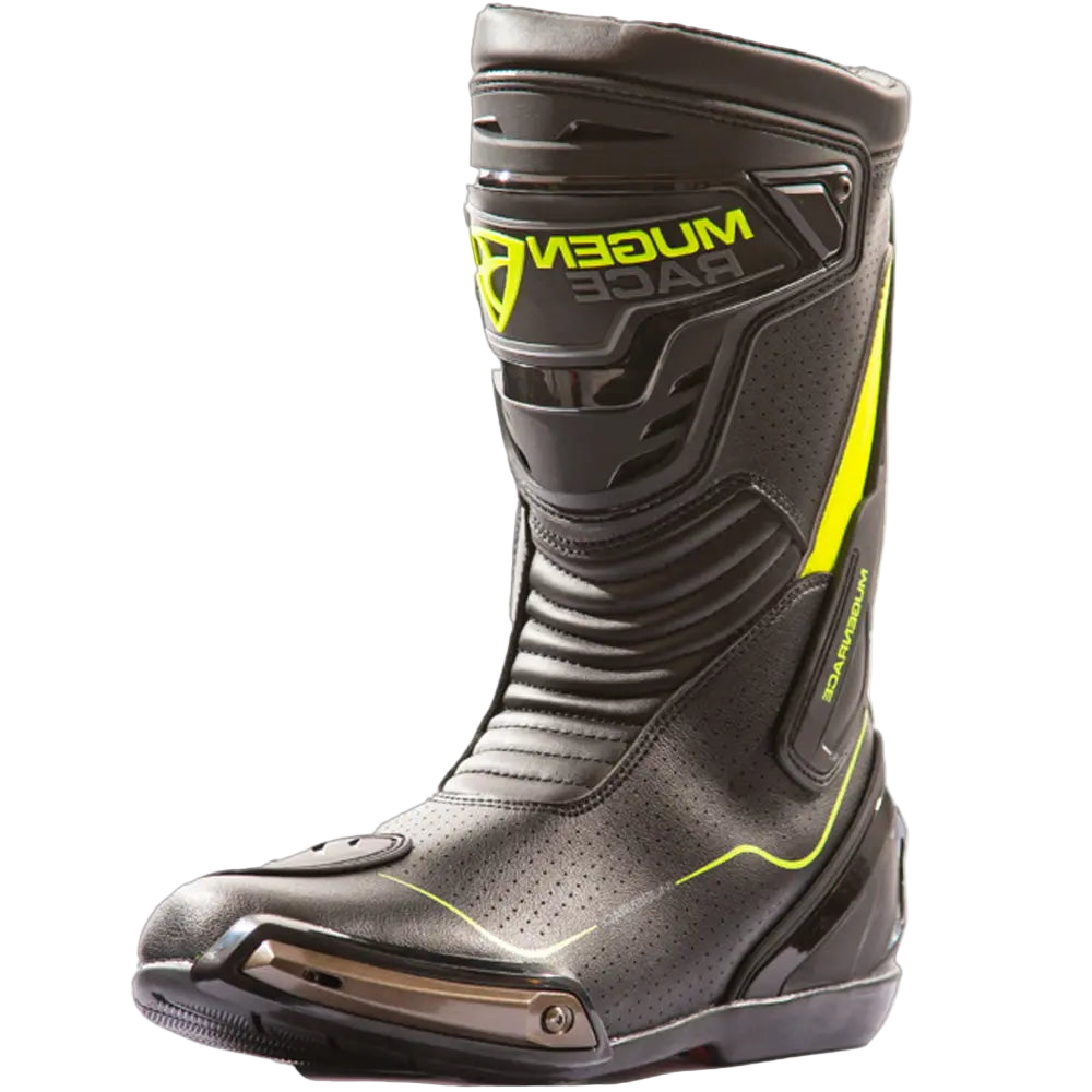 MUGENRACE BOT-MNR-2393 Bici Sportiva Velocità Stivali Nero Fluo Giallo 