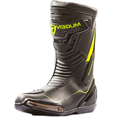 MUGENRACE BOT-MNR-2393 Bici Sportiva Velocità Stivali Nero Fluo Giallo 