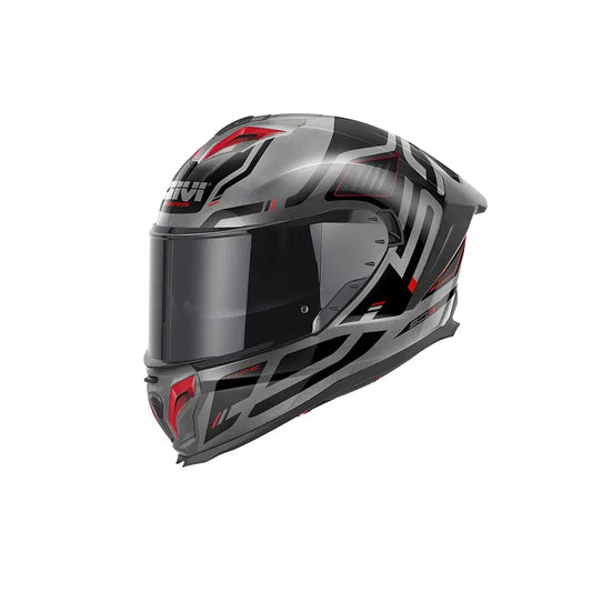 GIVI 50.3 QUASAR Casco Integral Para Moto Titanio Rojo Negro