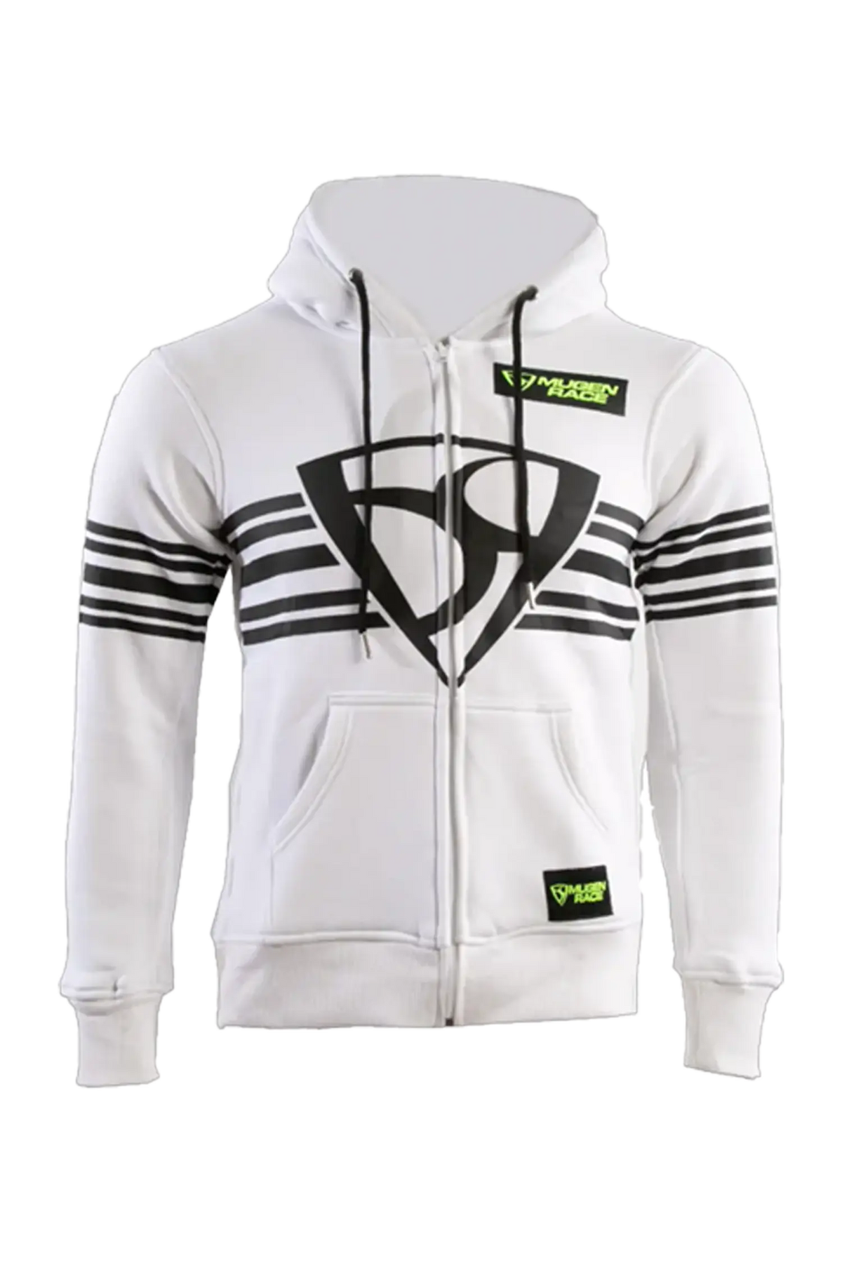 MUGENRACE H-MNR-2488 Shield Felpa Cappuccio Zip bianco 