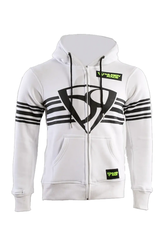 MUGENRACE H-MNR-2488 Shield Felpa Cappuccio Zip bianco 