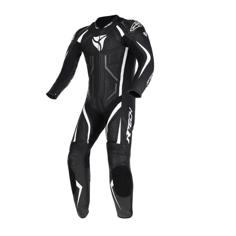 R-Tech Defender GP Tuta Moto In Pelle Racing Intera Nero/Bianco