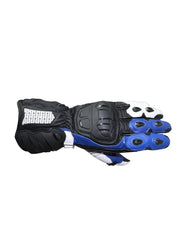 R-Tech Hawks Guanti  per moto in pelle da corsa Nero/Blue front