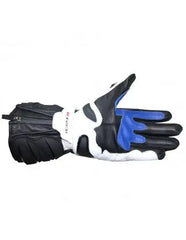 R-Tech Hawks Guanti  per moto in pelle da corsa Nero/Blue back