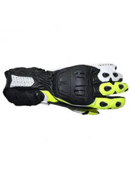 R-Tech Hawks Guanti  per moto in pelle da corsa Nero/Blanco/Fluro back