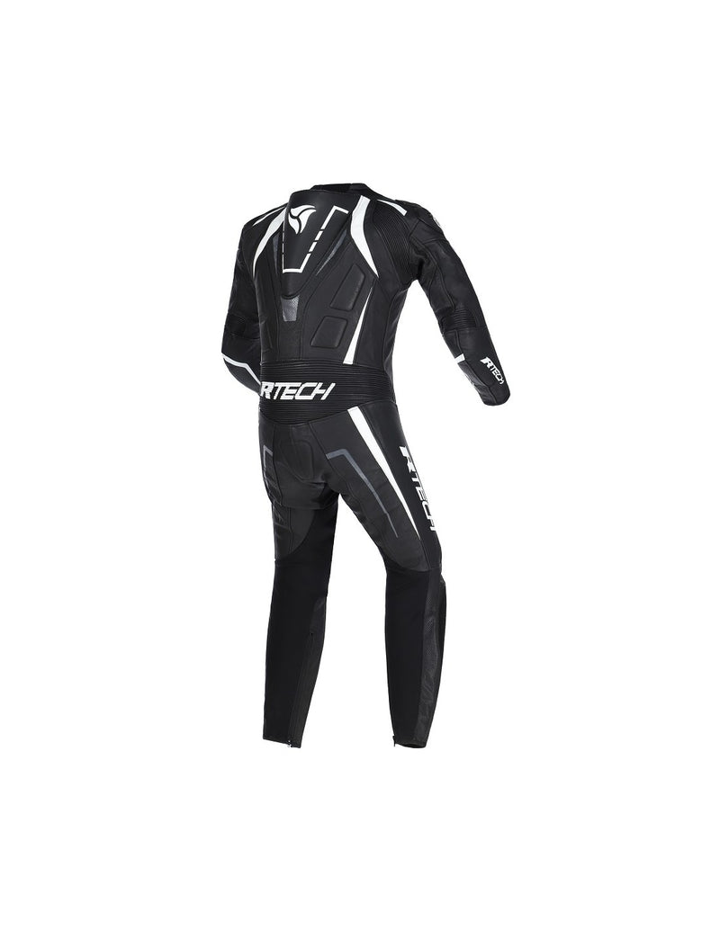 R-Tech Defender GP Tuta Moto In Pelle Racing Intera Nero/Bianco