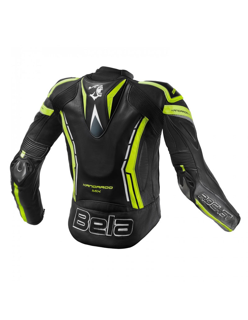 Bela Rocket Nero Giallo Men Giacca (Pelle Di Canguro Mix)