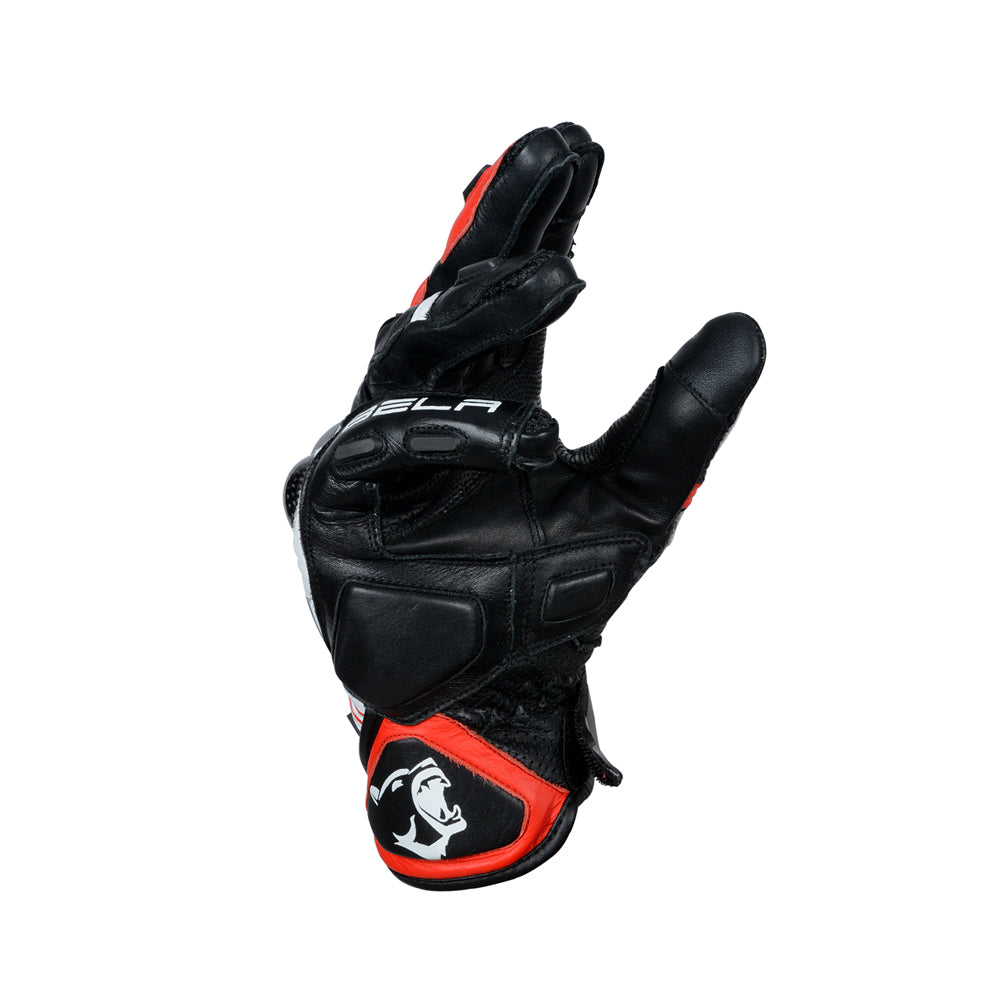 Bela Rocket Short Bianco/Rossa/Nero Guanto da Motociclista