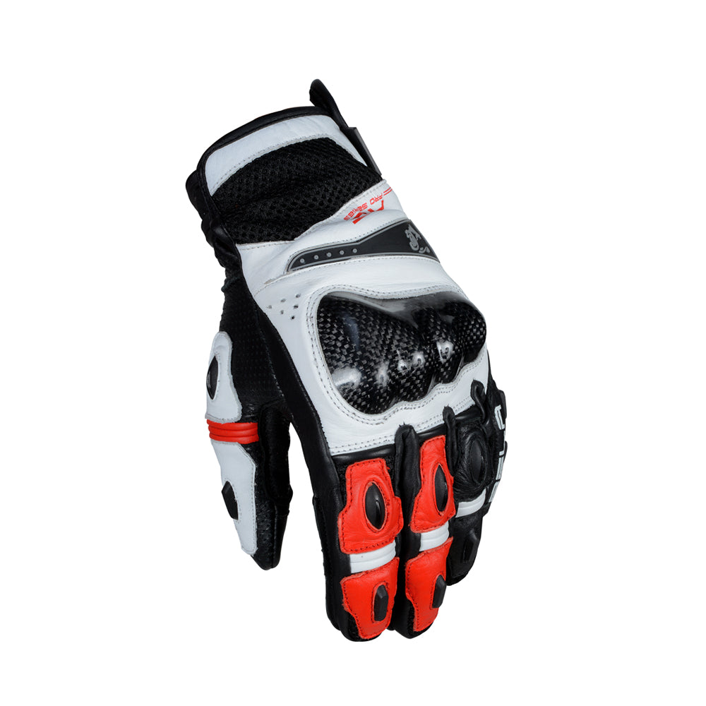 Bela Rocket Short Bianco/Rossa/Nero Guanto da Motociclista