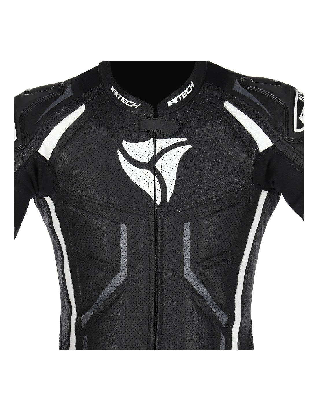R-Tech Defender GP Tuta Moto In Pelle Racing Intera Nero/Bianco