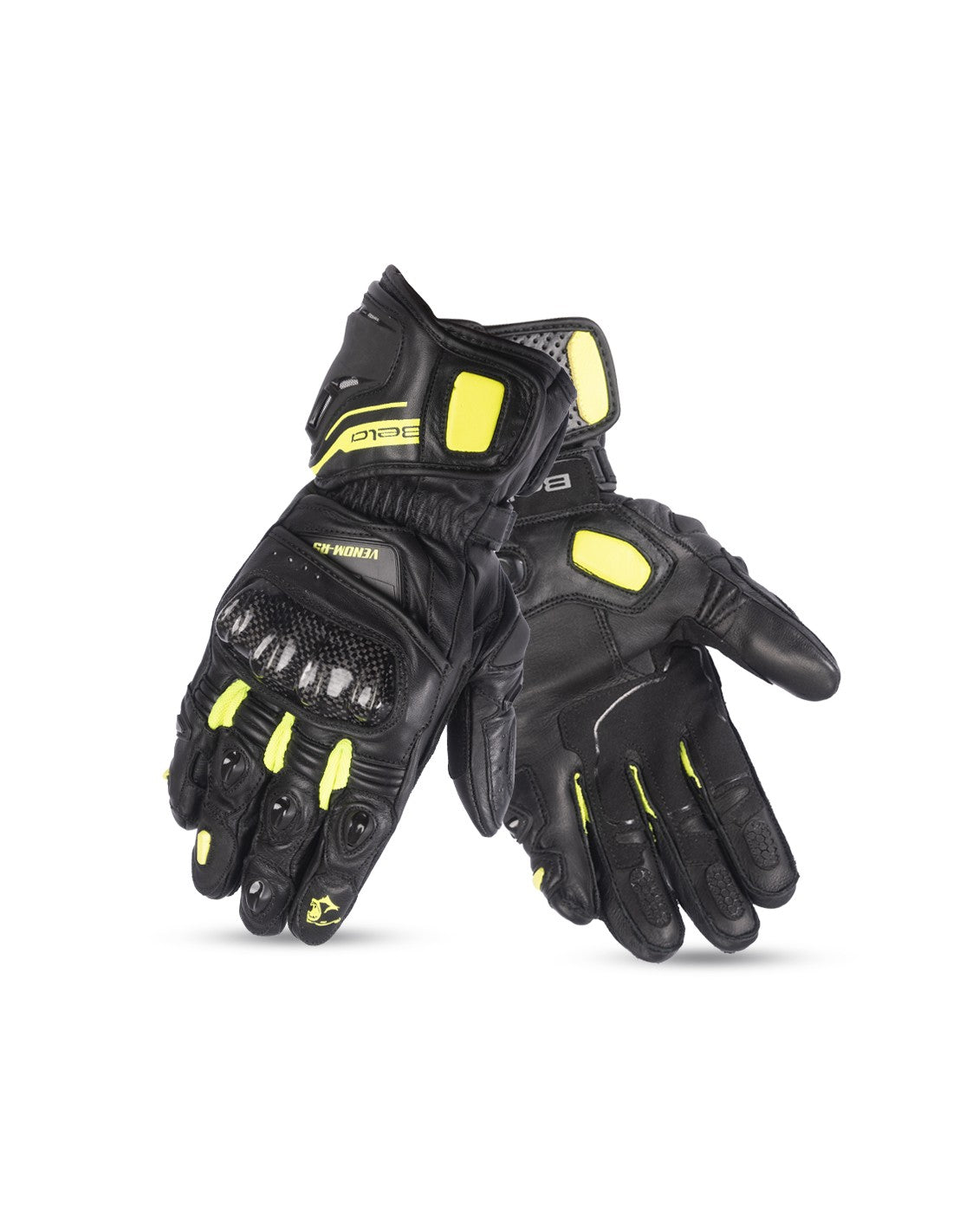 BELA Venom RS Guanti da corsa da Donna- Neri / Giallo Fluorescente