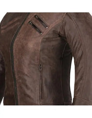 R-Tech Bold Lady Marrone Giacca in pelle