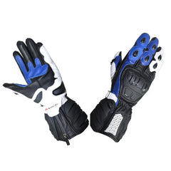 R-Tech Hawks Guanti  per moto in pelle da corsa Nero/Blue over view