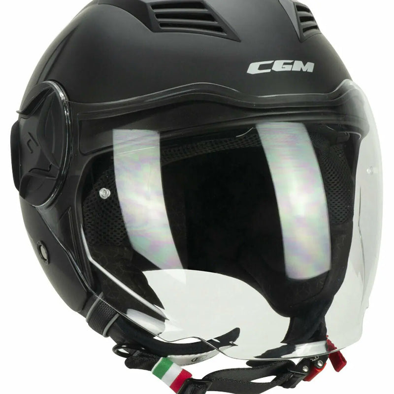 Casco Moto Jet Doppia Visiera CGM 169A ILLI Mono Nero Opaco